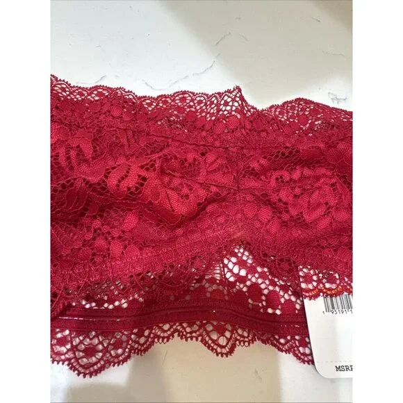 FREE PEOPLE Intimately Lacey Looks Bandeau Burgundy NWT Small - Picture 5 of 8